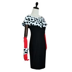 NewCosplay Cruella De Vil Print Dress Outfits Halloween Carnival Suit Cosplay Costume New Arrivals