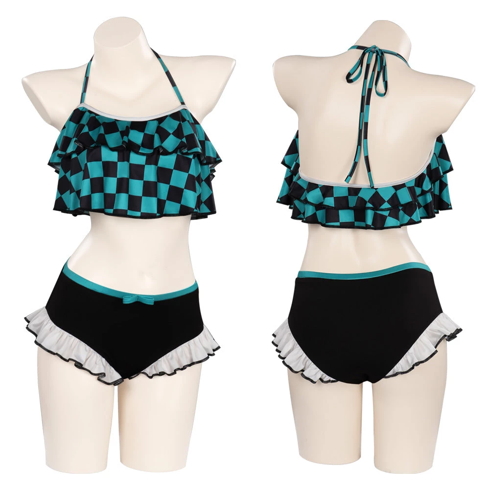 NewCosplay Anime Demon Slayer Kamado Tanjirou Swimwear Outfits Halloween Carnival Suit Cosplay Costume 3 NewCosplay Anime Demon Slayer Kamado Tanjirou Swimwear Outfits Halloween Carnival Suit Cosplay Costume
