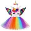 NewCosplay Unicorn Rainbow Bubble Dress Cosplay Costume Kids Girls