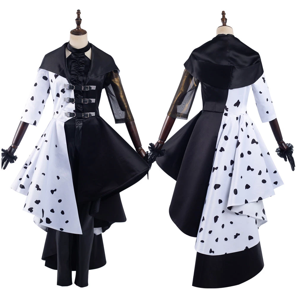 NewCosplay Cruella 2021 Movie Cruella Dress Outfits Halloween Carnival Suit Cosplay Costume 3 NewCosplay Cruella 2021 Movie Cruella Dress Outfits Halloween Carnival Suit Cosplay Costume