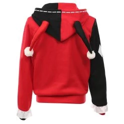 NewCosplay Harley Quinn Hoodie Zip Up Jacket Sweatshirt Halloween Carnival Suit For Juniors Teens Cosplay Costume