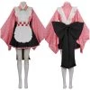 NewCosplay New Arrivals Demon Slayer Kamado Nezuko Maid Dress Outfits Halloween Carnival Suit Cosplay Costume