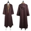 NewCosplay Adult Outfit For Jedi Costume Tunic Hooded Robe Anakin Skywalker Uniform Brown Version