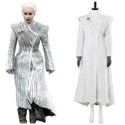 New Cosplaysky Game Of Thrones Daenerys Season 7 E6 Targaryen Outfit Dragonstone Snow Dress Cosplay Costume
