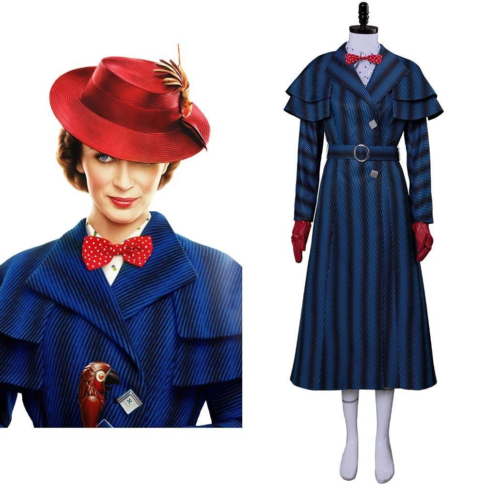 New Cosplaysky 2018 Mary Poppins Returns Costume Mary Poppins Dress Hat For Adult 3 New Cosplaysky 2018 Mary Poppins Returns Costume Mary Poppins Dress Hat For Adult