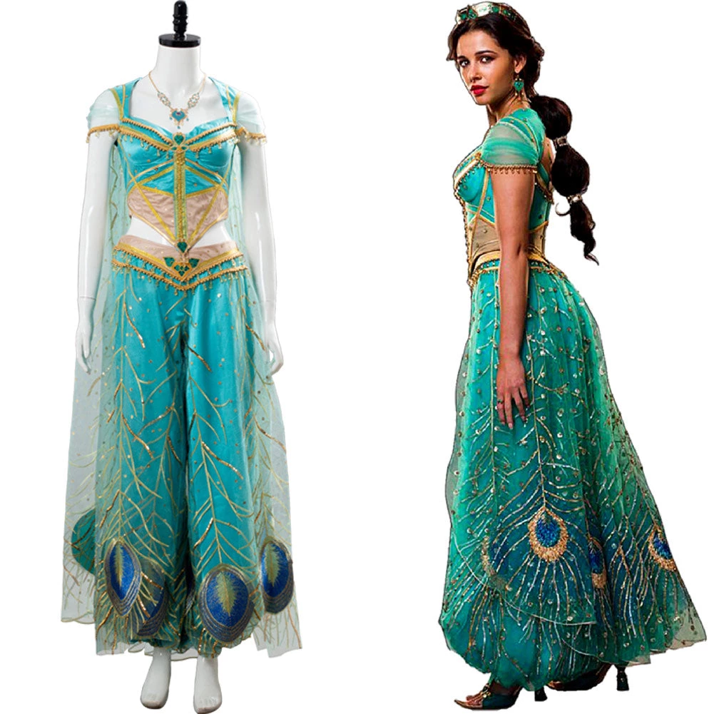 NewCosplay New Arrivals Aladdin Naomi Scott Princess Jasmine Peacock Outfit Cosplay Costume 3 NewCosplay New Arrivals Aladdin Naomi Scott Princess Jasmine Peacock Outfit Cosplay Costume