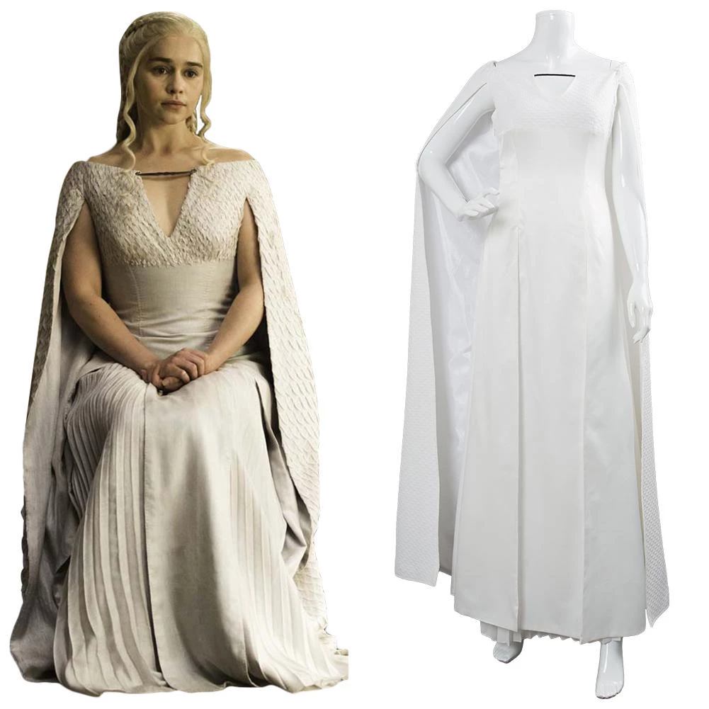 CosplaySky New Arrivals Game Of Thrones 5 Daenerys Targaryen Dress White Long Party Dress Ball Gowns 3 CosplaySky New Arrivals Game Of Thrones 5 Daenerys Targaryen Dress White Long Party Dress Ball Gowns