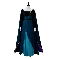NewCosplay Frozen 2 Queen Anna Coronation Gown Dark Green Dress Cosplay Costume