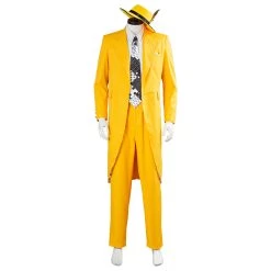 NewCosplay The Mask Jim Carrey Yellow Suit Men Uniform Outfit Halloween Carnival Costume Cosplay Costume New Arrivals
