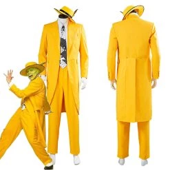 NewCosplay The Mask Jim Carrey Yellow Suit Men Uniform Outfit Halloween Carnival Costume Cosplay Costume New Arrivals