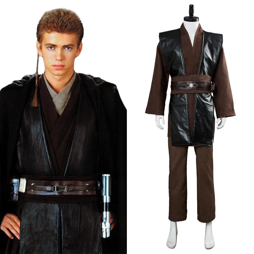 CosplaySky Star Wars Mens Jedi Anakin Skywalker Cosplay Costume Knight Tunic Uniform Brown Vision 3 CosplaySky Star Wars Mens Jedi Anakin Skywalker Cosplay Costume Knight Tunic Uniform Brown Vision