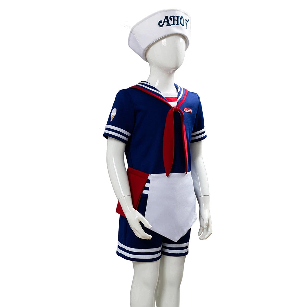 NewCosplay Stranger Things 3 Scoops Ahoy Steve Harrington Kids Children Uniform Cosplay Costume TV 9 NewCosplay Stranger Things 3 Scoops Ahoy Steve Harrington Kids Children Uniform Cosplay Costume TV
