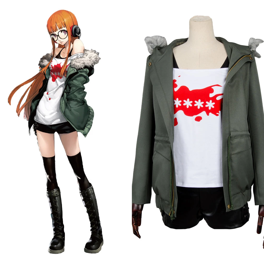 NewCosplay Persona 5 Futaba Sakura Shirt Coat Jacket Cosplay Costume 3 NewCosplay Persona 5 Futaba Sakura Shirt Coat Jacket Cosplay Costume