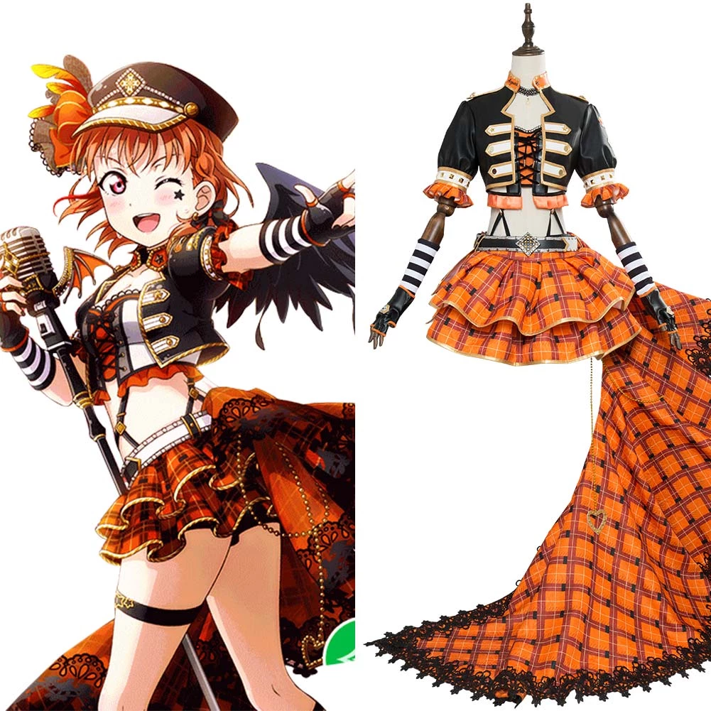 New Cosplaysky New Arrivals Love Live! Sunshine!! Chika Takami Aqours Punk Rock Dress Outfit Cosplay Costume 3 New Cosplaysky New Arrivals Love Live! Sunshine!! Chika Takami Aqours Punk Rock Dress Outfit Cosplay Costume