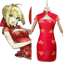 New Cosplaysky New Arrivals Fate Extella Link Nero Saber Cheongsam Red Dress Cosplay Costume