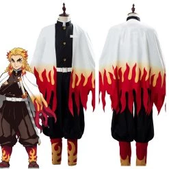 NewCosplay Demon Slayer: Kimetsu No Yaiba Rengoku Kyoujuro/Kyoujurou Outfit Cosplay Costume