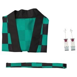NewCosplay New Arrivals Demon Slayer Kamado Tanjirou Halloween Carnival Suit With Earrings Cosplay Costume