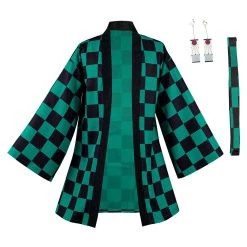 NewCosplay New Arrivals Demon Slayer Kamado Tanjirou Halloween Carnival Suit With Earrings Cosplay Costume