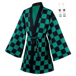 NewCosplay New Arrivals Demon Slayer Kamado Tanjirou Halloween Carnival Suit With Earrings Cosplay Costume