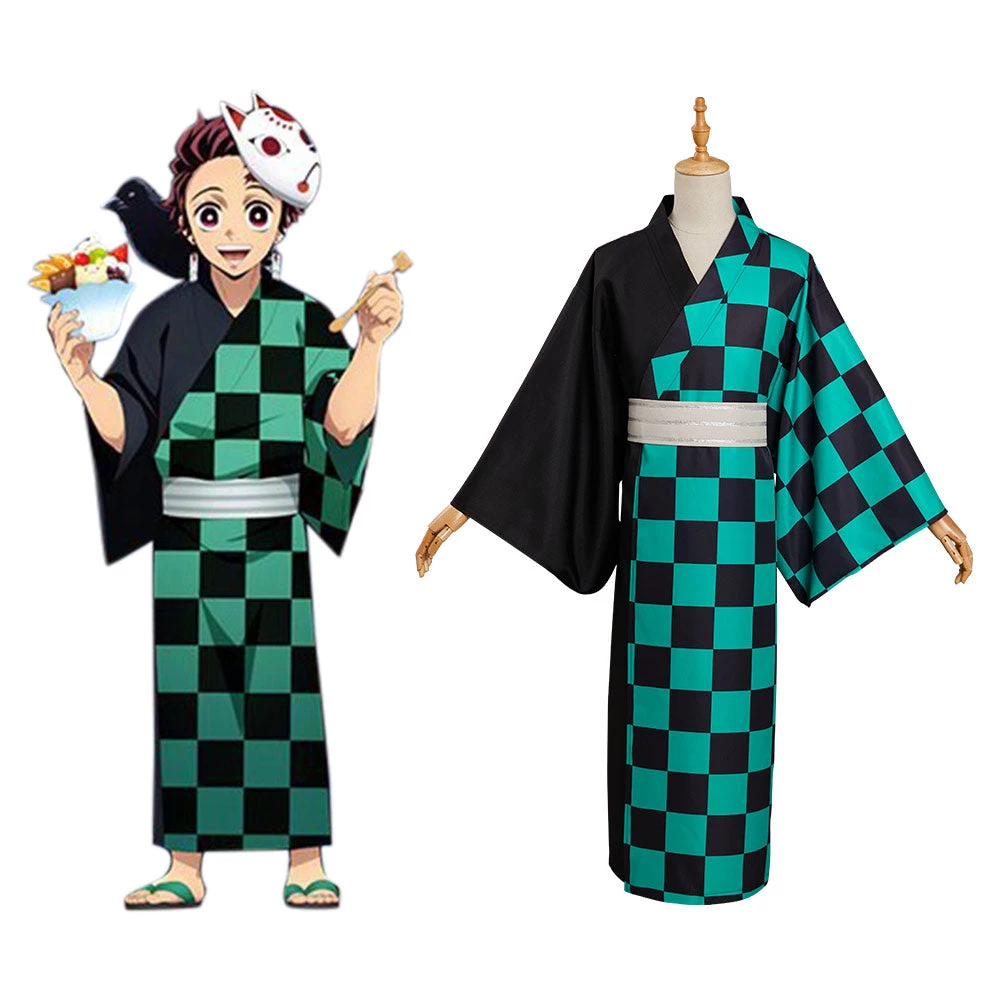 Fansholiday Demon Slayer Kamado Tanjirou Summer Kimono Outfits Halloween Carnival Suit 3 Fansholiday Demon Slayer Kamado Tanjirou Summer Kimono Outfits Halloween Carnival Suit