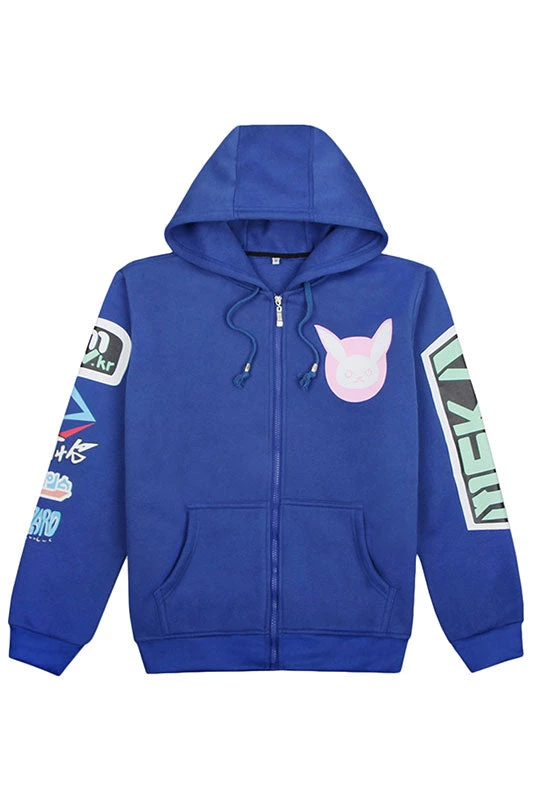 New Cosplaysky Overwatch D.va Song Hana Fleece Zip-up Hoodie Hooded Sweatshirt Blue 3 New Cosplaysky Overwatch D.va Song Hana Fleece Zip-up Hoodie Hooded Sweatshirt Blue