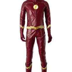 NewCosplay The Flash Season 4 Barry Allen Flash Outfit Jumpsuit Uniform Cosplay Costume+shoes Whole Set