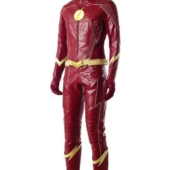 NewCosplay The Flash Season 4 Barry Allen Flash Outfit Jumpsuit Uniform Cosplay Costume+shoes Whole Set