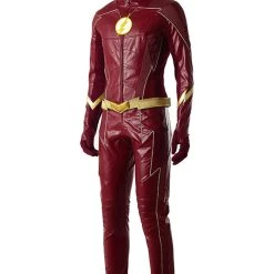 NewCosplay The Flash Season 4 Barry Allen Flash Outfit Jumpsuit Uniform Cosplay Costume+shoes Whole Set
