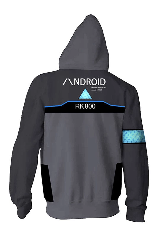 New Cosplaysky Detroit: Become Human Zip Up Hoodie Connor RK800 Hoodie Unisex Sweatershirt Gray 4 New Cosplaysky Detroit: Become Human Zip Up Hoodie Connor RK800 Hoodie Unisex Sweatershirt Gray