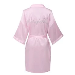NewCosplay Maid Of Honor Silk Pink Long Robe Bathrobe Costume