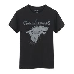 NewCosplay New Arrivals Game Of Thrones Winter Is Coming Stark Black T-Shirt Men Ver.