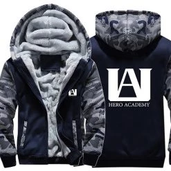 New Cosplaysky Teen Hoodie My Hero Academia Pattern Thick Fleece Camouflage Winter Hoodie