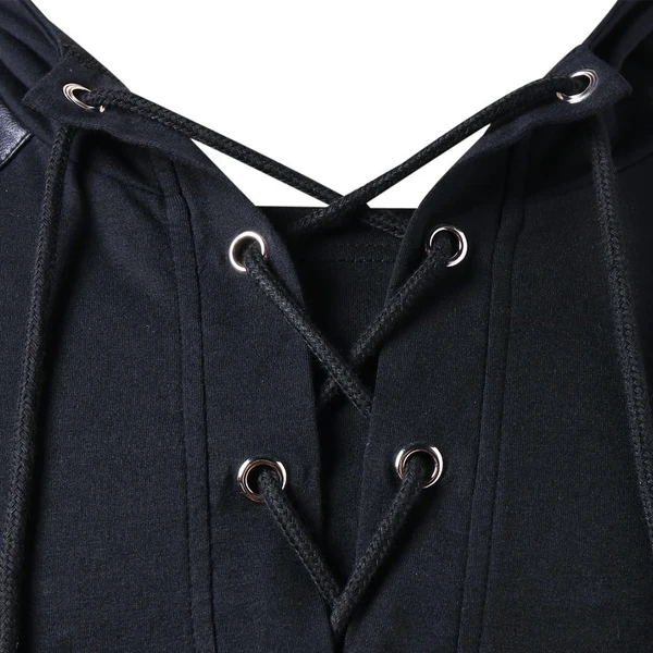 New Cosplaysky New Arrivals Men Gothic Steampunk Hoodie With Leather Straps Long Sleeve Lace Up Hooded Pullover Sweatshirt 6 New Cosplaysky New Arrivals Men Gothic Steampunk Hoodie With Leather Straps Long Sleeve Lace Up Hooded Pullover Sweatshirt