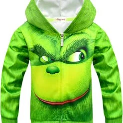 New Cosplaysky Kids Hoodie How The Grinch Stole Christmas Grinch Green Pullover Sweatshirt
