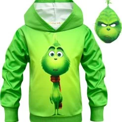 New Cosplaysky Kids Hoodie How The Grinch Stole Christmas Grinch Green Pullover Sweatshirt