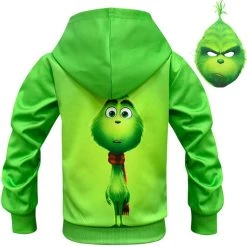 New Cosplaysky Kids Hoodie How The Grinch Stole Christmas Grinch Green Pullover Sweatshirt