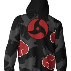 New Cosplaysky Teen Hoodie Naruto Akatsuki Red Cloud 3D Zip Up Sweatshirt Unisex New Arrivals