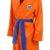 New Cosplaysky Mens Bathrobe Dragon Ball Son Goku Outfit Pattern Plush Robe For Adults Orange New Arrivals