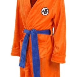 New Cosplaysky Mens Bathrobe Dragon Ball Son Goku Outfit Pattern Plush Robe For Adults Orange New Arrivals
