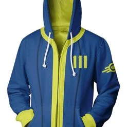 New Cosplaysky Fallout 4 Hoodie Vault #111 3D Printed Zip Up Sweatshirt