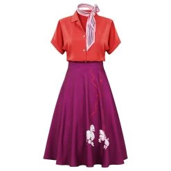 Cosplaygift Women 1950s Poodle Rockabilly Retro Swing Dress Grease Fancy Dress
