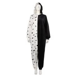 NewCosplay Cruella Cosplay Costume Sleepwear Jumpsuit Pajams Outfits Halloween Carnival Suit