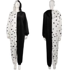 NewCosplay Cruella Cosplay Costume Sleepwear Jumpsuit Pajams Outfits Halloween Carnival Suit