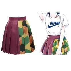 Fandomsky Demon Slayer Tomioka Giyuu Cosplay Costume Pleated Skirt Halloween Carnival Suit