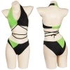 NewCosplay New Arrivals Kim Possible Shego Swimsuit Cosplay Costume Two-Piece Swimwear Outfits