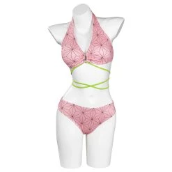 NewCosplay Demon Slayer Kamado Nezuko Swimsuit Cosplay Costume Two-Piece Swimwear Outfits Halloween Carnival Suit New Arrivals