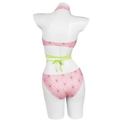 NewCosplay Demon Slayer Kamado Nezuko Swimsuit Cosplay Costume Two-Piece Swimwear Outfits Halloween Carnival Suit New Arrivals