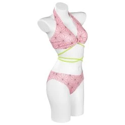 NewCosplay Demon Slayer Kamado Nezuko Swimsuit Cosplay Costume Two-Piece Swimwear Outfits Halloween Carnival Suit New Arrivals
