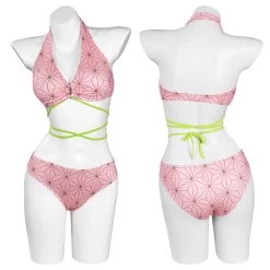 NewCosplay Demon Slayer Kamado Nezuko Swimsuit Cosplay Costume Two-Piece Swimwear Outfits Halloween Carnival Suit New Arrivals