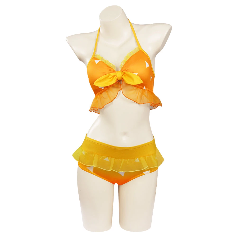 Fansholiday New Arrivals Demon Slayer Agatsuma Zenitsu Swimsuit Cosplay Costume Two-Piece Bikini Swimwear Outfits 3 Fansholiday New Arrivals Demon Slayer Agatsuma Zenitsu Swimsuit Cosplay Costume Two-Piece Bikini Swimwear Outfits